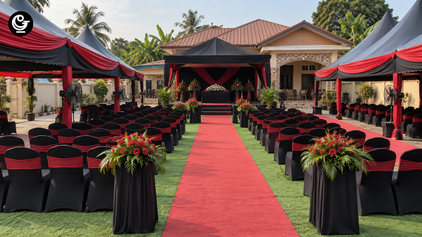 Renting chairs and tents for a funeral in Ghana