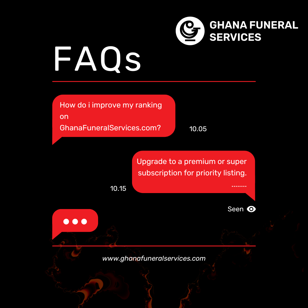 FAQs for premium users on Ghana Funeral Services